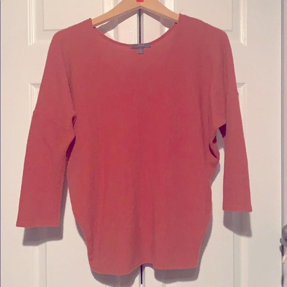 gyft Orange Scoop Neck Sweater 3/4 sleeves
